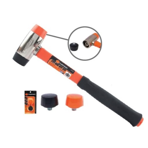 Martillo de goma cambiable 450gr con mango de fibra de vidrio