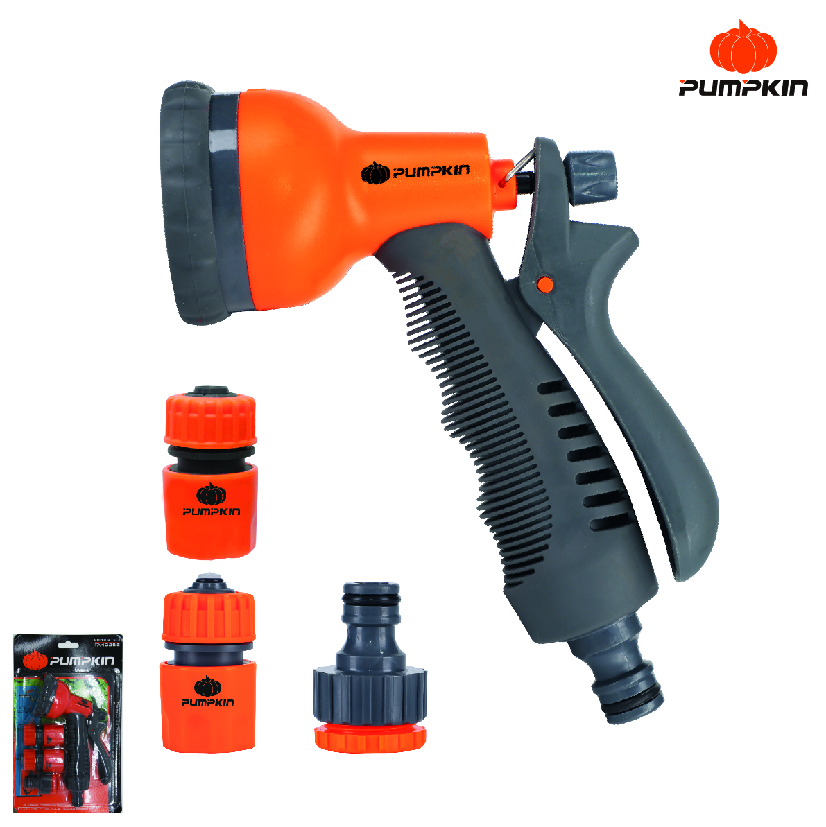 Pistola riego de 8 patrones con acoples